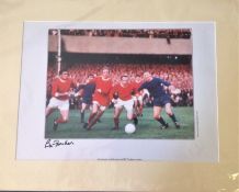 Bill Foulkes signed 20x15 mounted colour photo pictured in action for Manchester United. Good