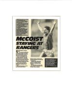 Ally McCoist signed 12x10 mounted black and white magazine page. McCoist began his playing career