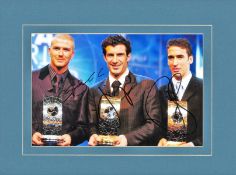 David Beckham, Luis Figo and Raul signed 16x12 mounted colour photo. Good Condition. All