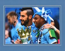 Alvaro Negredo and Fernandinho signed 16x12 mounted colour photo pictured celebrating with the