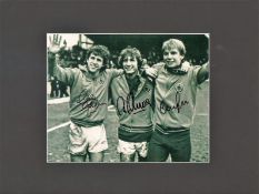 Aston Villa Legends 16x12 mounted black and white photo signed by Colin Gibson, Gordon Cowans and