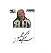 Alan Shearer 12x10 mounted signature piece includes signed album page and colour magazine photo.