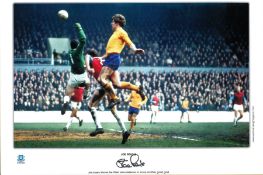 Joe Royle signed 18x14 overall mounted colour photo pictured during his playing days with Everton.
