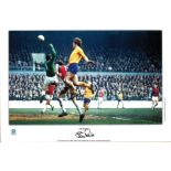 Joe Royle signed 18x14 overall mounted colour photo pictured during his playing days with Everton.