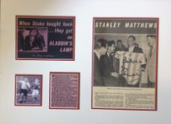 Sir Stanley Mathews 20x15 mounted signature piece includes signed black and white magazine article