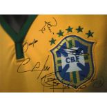 Brazil multi signed 16 x 12 inch colour football photo. Good Condition. All autographs are genuine