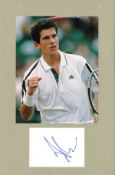 Tim Henman Signed Tennis 10.5x16 Mounted Card With Photo Display. Good Condition. All autographs are