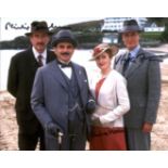 Poirot cast signed. 8x10 photo signed by three of the main cast of Poirot, Pauline Moran, Hugh