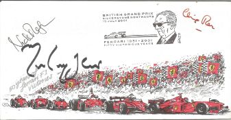 Music Chris Rea, Mark Knopfler and Nick Mason signed 2001 British Grand Prix Motor racing cover