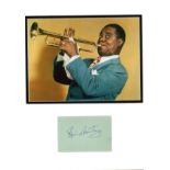 Louis Armstrong (1901-1971) Singer & Trumpeter Signed Vintage Album Page With Picture14.5x16 Mounted