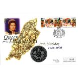 Her Majesty Queen Elizabeth II 70th birthday PNC coin cover. Numbered 3016. Isle of Man 21/4/1996