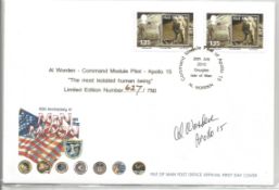 Astronaut Al Worden Apollo 15 Moonwalker signed 2010 Isle of Man Space FDC. Good Condition. All