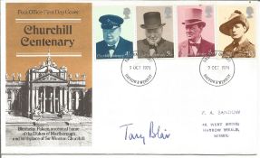 Tony Blair signed 1974 Churchill Centenary FDDC, with Harrow FDI postmark. Good Condition. All