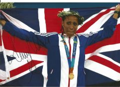 Kelly Holmes Signed 2004 Athens Olympic 8x12 Photo. Good Condition. All autographs are genuine
