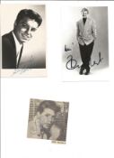 Singers collection 2x signed 6x4 inch b/w photographs of Guy Mitchell and Tommy Steel, one 3x3