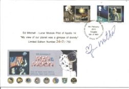 Astronaut Dr Ed Mitchell Apollo 14 Moonwalker signed 2010 Isle of Man Space FDC. Good Condition. All