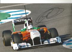 Formula 1 Adrian Sutil Grand Prix racing driver signed Force India car in action photo. Comes with