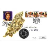 Her Majesty Queen Elizabeth II 70th birthday PNC coin cover. Numbered 4164 Isle of Man 4 21/4/1996