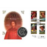 Her Majesty Queen Elizabeth II 70th birthday PNC coin cover. Numbered 0818 Samoa 22/4/1996 postmark.