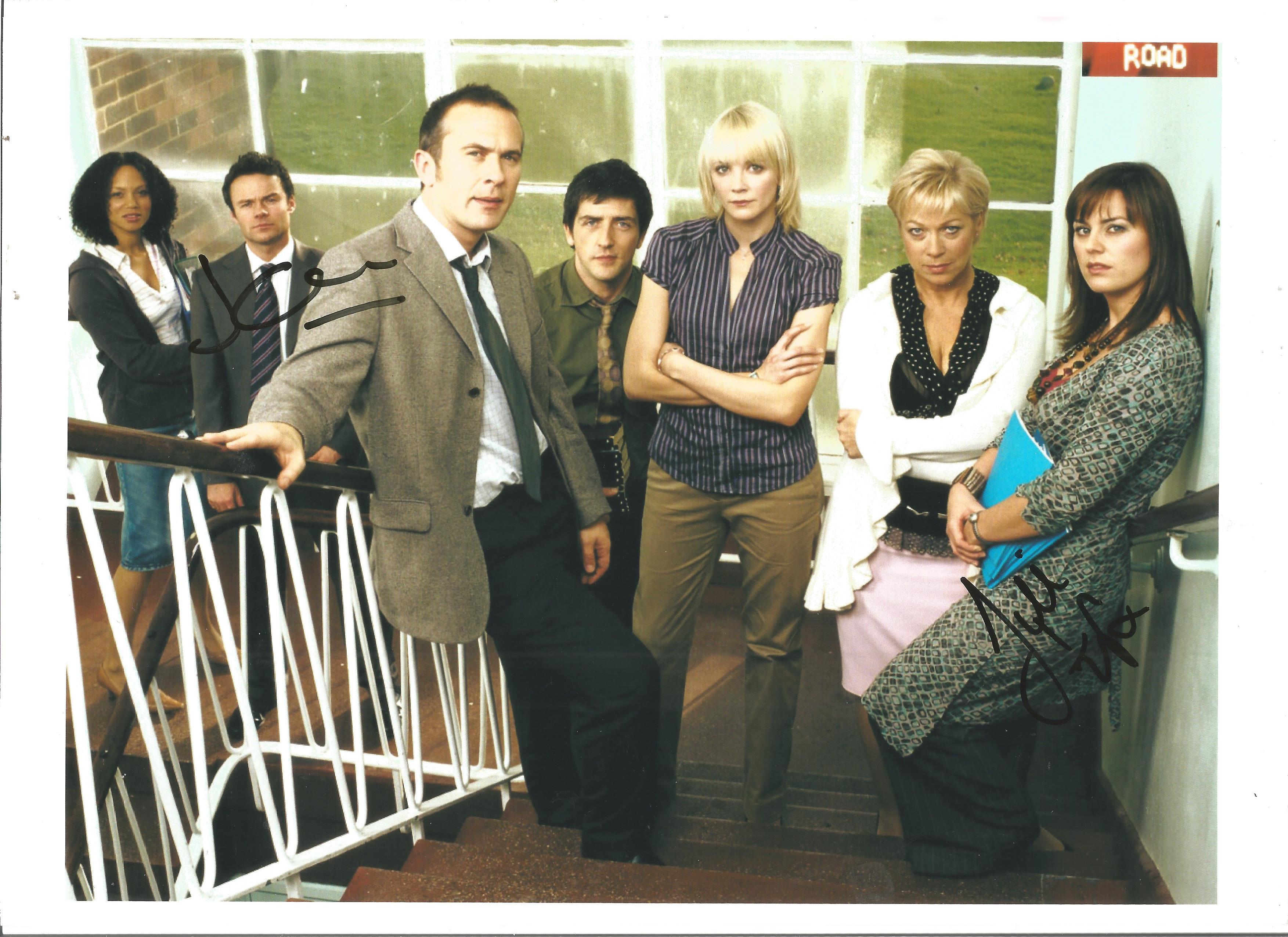 Jill Halfpenny and Jamie Glover Waterloo Road signed 12x10 colour photo Actors. Good Condition.