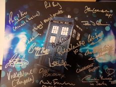 Doctor Who Cast Signed 14x11 inch photo signed by EIGHTEEN actors who have appeared in the series. A
