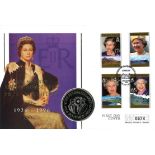Her Majesty Queen Elizabeth II 70th birthday PNC coin cover. Numbered 0674. Stanley 21/4/1996