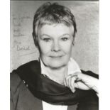 Dame Judy Dench signed dedicated 10x8 b/w photo Actress. Good Condition. All autographs are