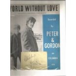 Peter & Gordon 1960s Group Signed Vintage Album Page With "World Without Love" Sheet Music 10x12