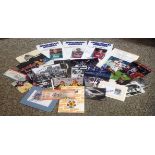 Football collection over 30 assorted signed items includes photos, tickets programmes and