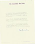 Harold Wilson typed statement about the Cystic Fibrosis Research Trust and Wilsons support of it