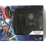 Star Wars Dave Prowse signed box of Star Wars rebels models Darth Vadar, Assoka Tano. Good