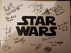 Star Wars cast signed 14x11 inch photo signed by THIRTEEN actors who have appeared in Star Wars