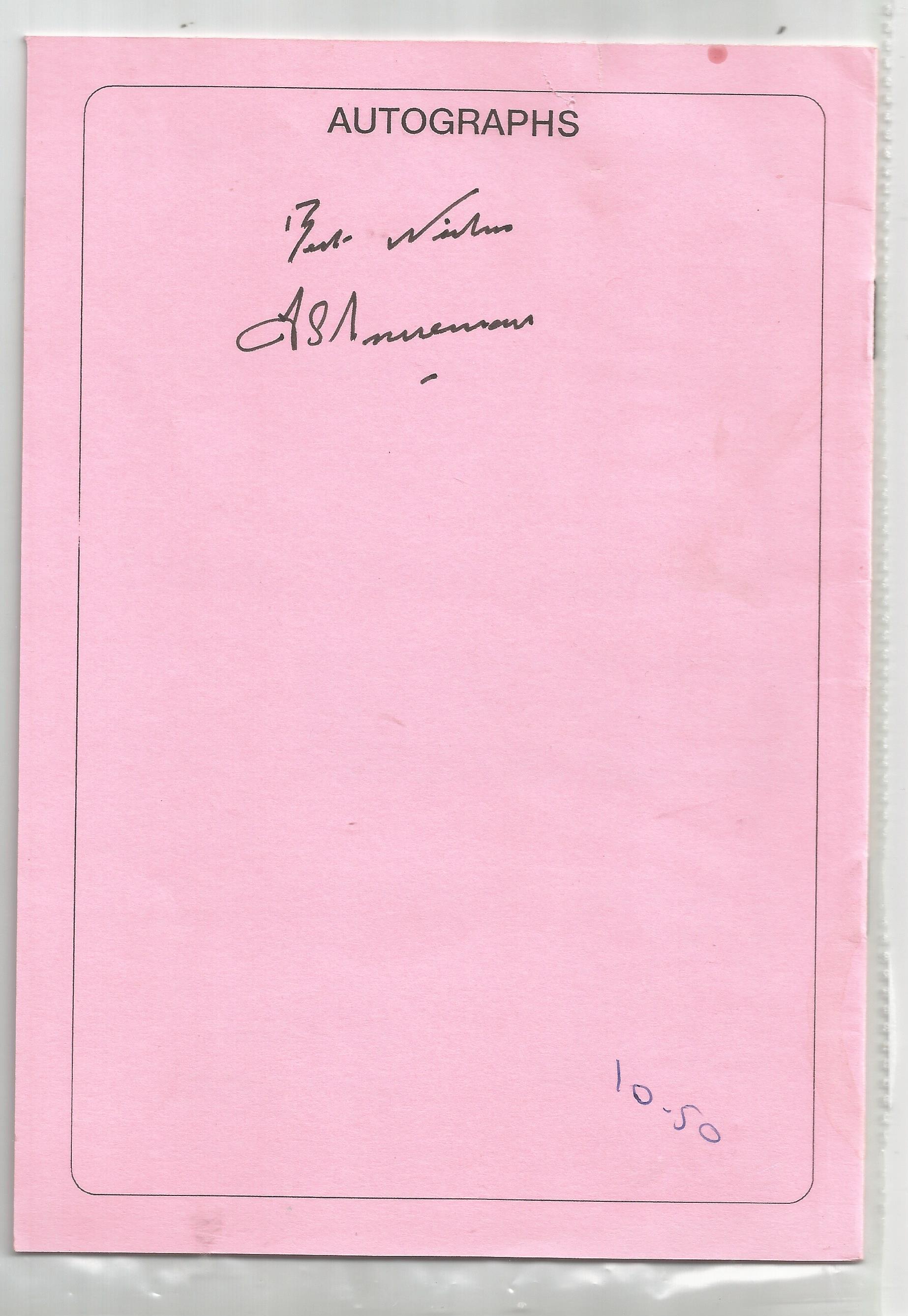Cricket Freddie Trueman signed dinner menu. Good Condition. All autographs are genuine hand signed
