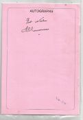 Cricket Freddie Trueman signed dinner menu. Good Condition. All autographs are genuine hand signed