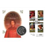 Her Majesty Queen Elizabeth II 70th birthday PNC coin cover. Numbered 0559. Samoa 22/4/4/1996