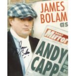 Andy Capp. 8x10 photo signed by actor James Bolam. Good Condition. All autographs are genuine hand