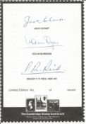 WW2 Colditz escaper Pat Reid, Colin Burgess and Jack Champ signed bookplate. Champ and Burgess