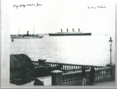 Titanic survivor Millvina Dean signed rare 10x 8 b/w Titanic photo, she has signed her full name
