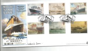 Titanic survivor Millvina Dean signed A G Bradbury 2004 official ships FDC Sovereign cover 40.