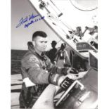 Fred Haise Apollo 13 and Apollo 16 LMP back up signed 10 x 8 inch b/w photo. Haise flew as the lunar