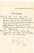 Kaiser Wilhelm II signed cream page of weather reports dated 1940, hand written in black ink and