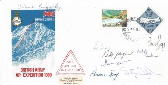 British Army 1980 Mountaineering Team Kathmandu signed cover. Good Condition. All autographs are