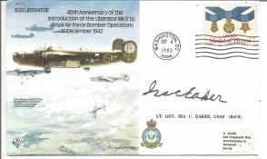 WW2 US Gen Ira Eaker signed 1983 B24 Liberator bomber RAF flown cover. Good Condition. All