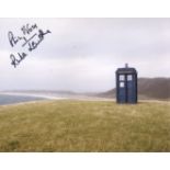 Doctor Who 8x10 inch photo scene signed by actors Philip Voss and Rula Lenska. Good Condition. All