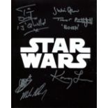 Star Wars multi signed. 8x10 photo signed by SIX actors who have appeared in one of the Star Wars