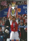 Tony Adams Arsenal football signed stunning 12 x 8 inch colour photo holding the Premiership