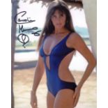 007 Bond girl. The Spy Who Loved Me actress Caroline Munro signed 8x10 photo in sexy blue