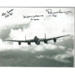 Squadron Leader Johnny Johnson, Ron Green, Ronald Homes signed 10x8 black and white photo. Good