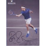 Roger Federer signed postcard sized picture. Good Condition. All autographs are genuine hand