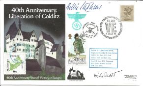 WW2 Colditz Lt Cdr Billie Stephens and Lt M Scott signed 1985, 40th ann Liberation of Colditz cover.